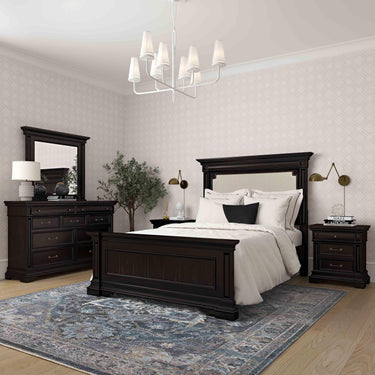 TOV Stamford Wooden Upholstered Brown, Cream King Bed