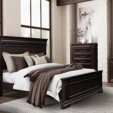 TOV Stamford Wooden Upholstered Brown, Cream King Bed