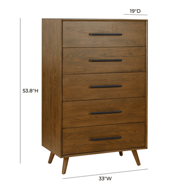 TOV Emery 33" Walnut 5-Drawer Chest Walnut