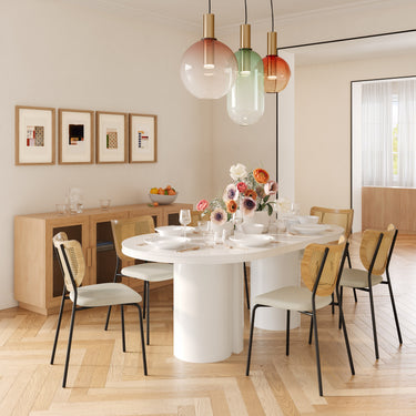 TOV Elora 79" Lacquer Oval Dining Table White