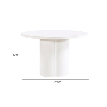 TOV Elora 47" Lacquer Round Dining Table White