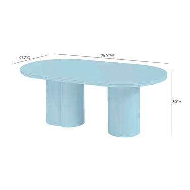TOV Elora 79" Lacquer Oval Dining Table Blue