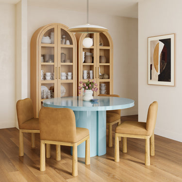 TOV Elora 47" Lacquer Round Dining Table Blue