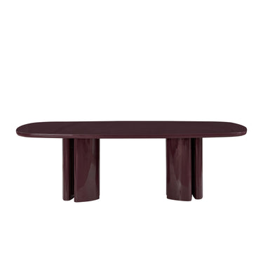TOV Zola 94.5" Lacquer Oval Dining Table Burgundy