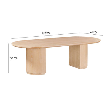 TOV Marlow 102" Wood Oval Dining Table Natural
