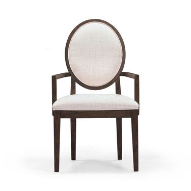 TOV Mila Dark Brown and Beige Performance Fabric Dining Armchair Beige, Brown