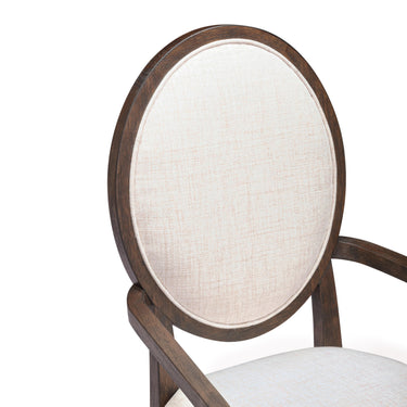 TOV Mila Dark Brown and Beige Performance Fabric Dining Armchair Beige, Brown
