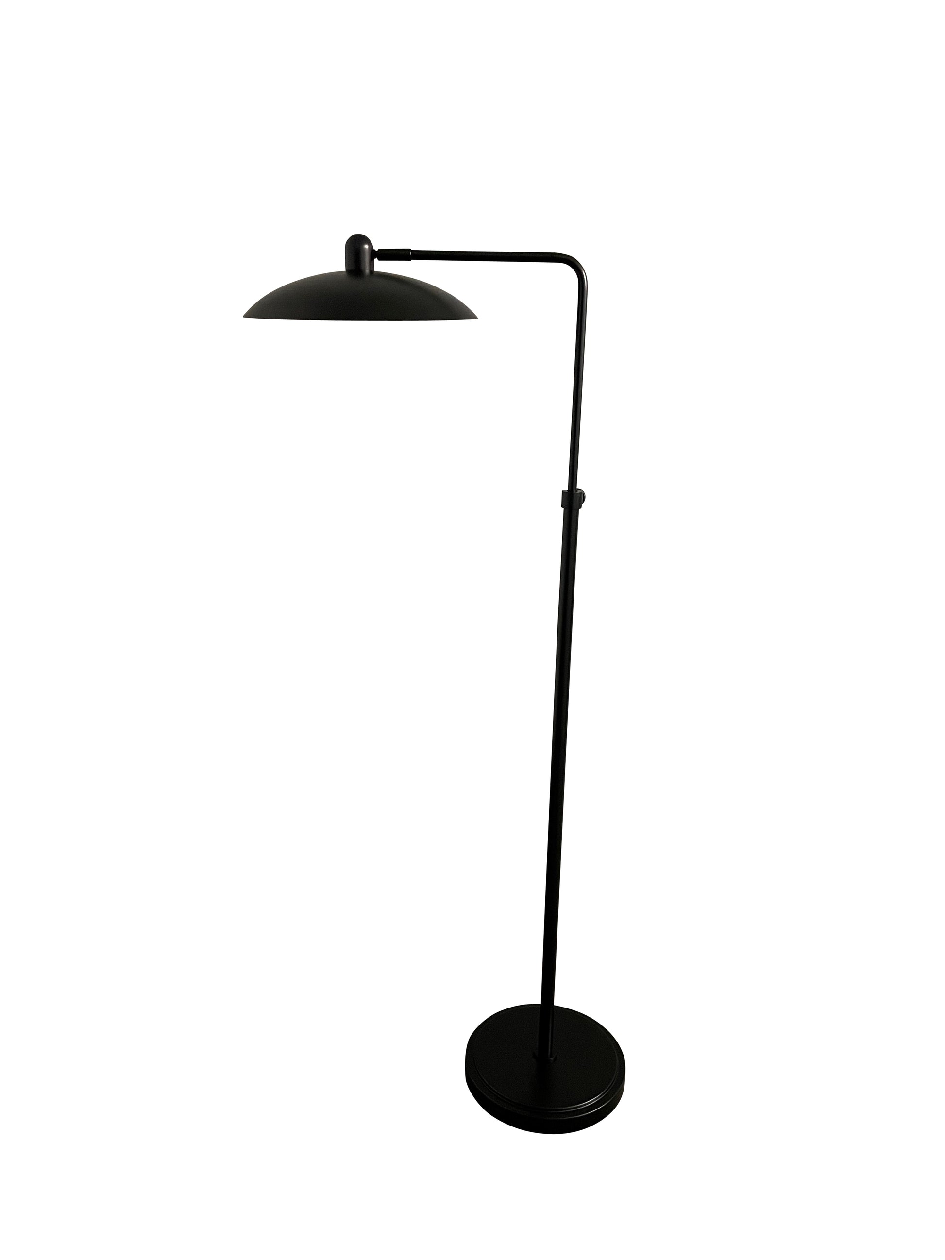 House of Troy Ridgeline black adjustable floor lamp with metal dome shaped shade RL200-BLK