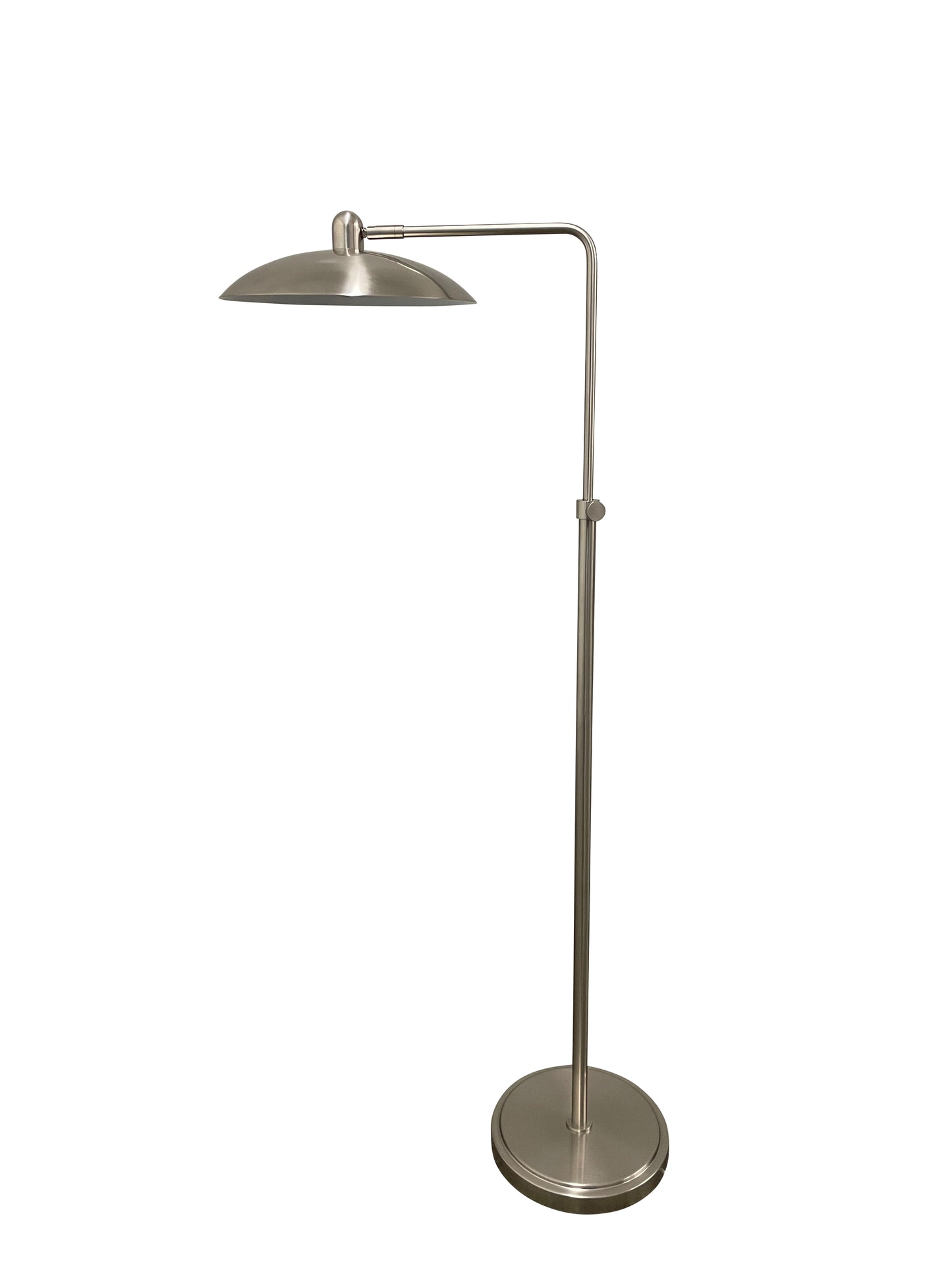 House of Troy Ridgeline satin nickel adjustable floor lamp with metal dome shaped shade RL200-SN