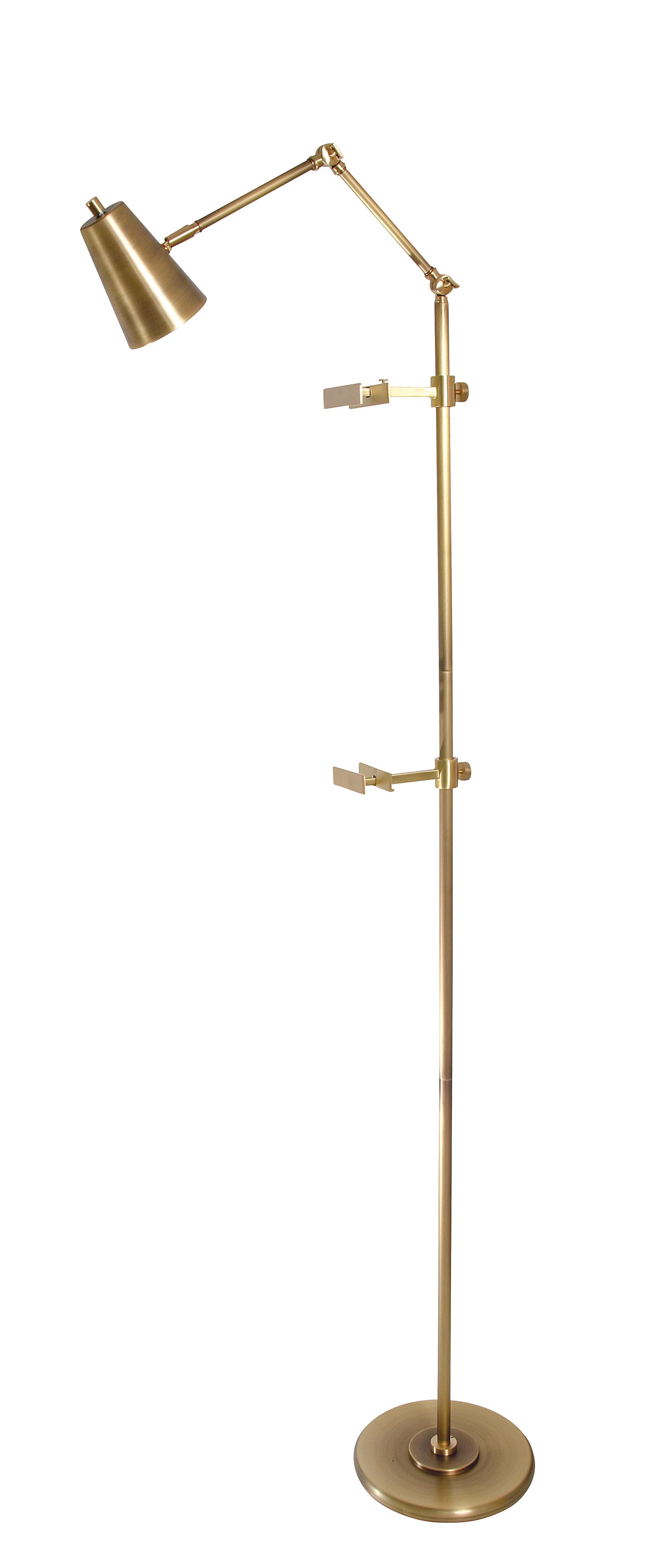 House of Troy River North Easel floor lamp antique brass and satin brass accents spot light shade RN301-AB/SB