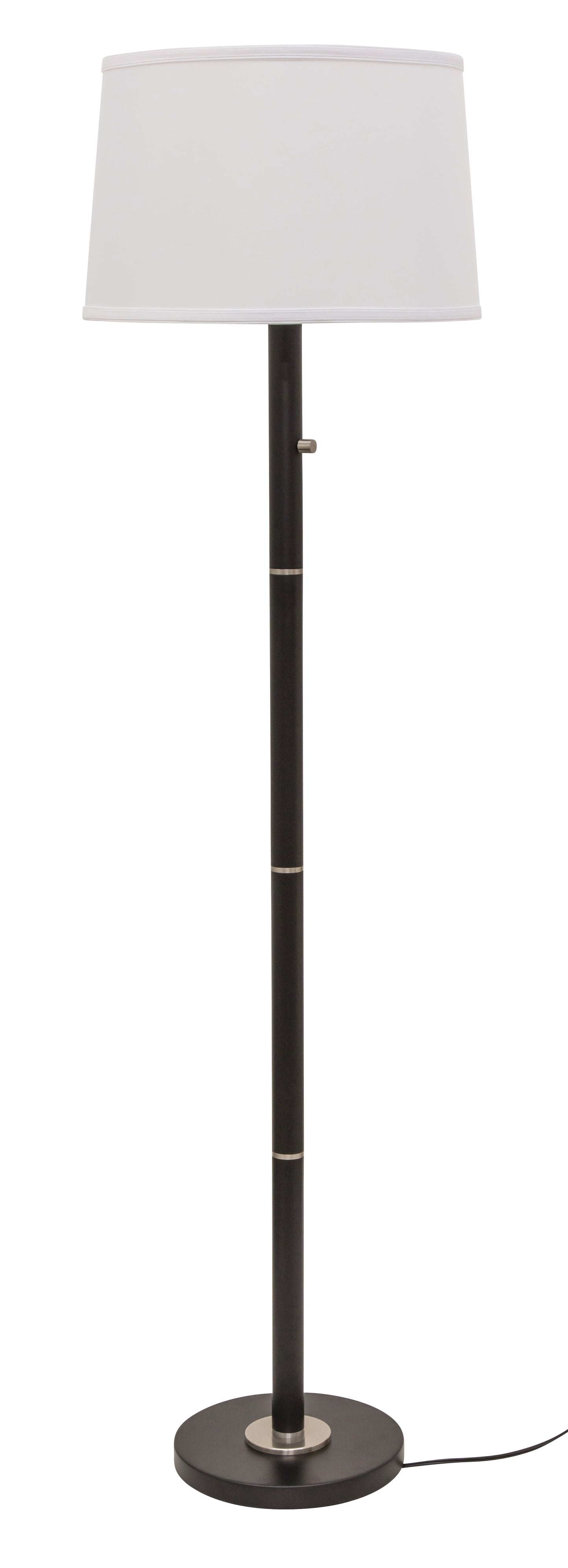 House of Troy Rupert three way floor lamp in black with satin nickel accents RU703-BLK