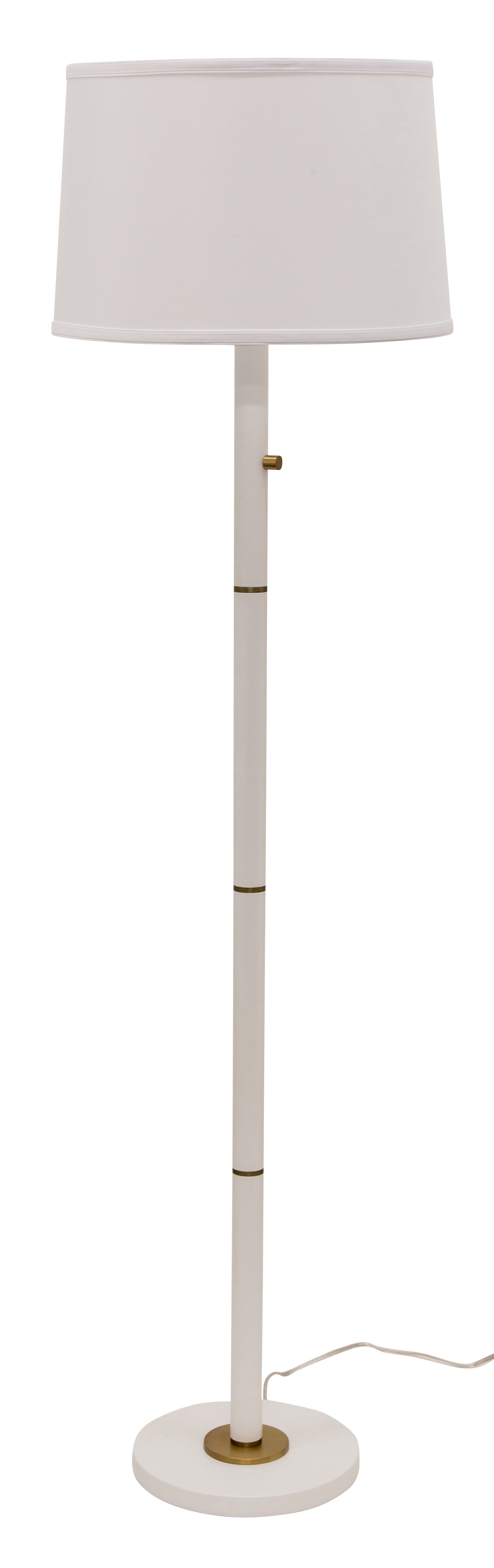 House of Troy Rupert three way floor lamp in white with weathered brass accents RU703-WT