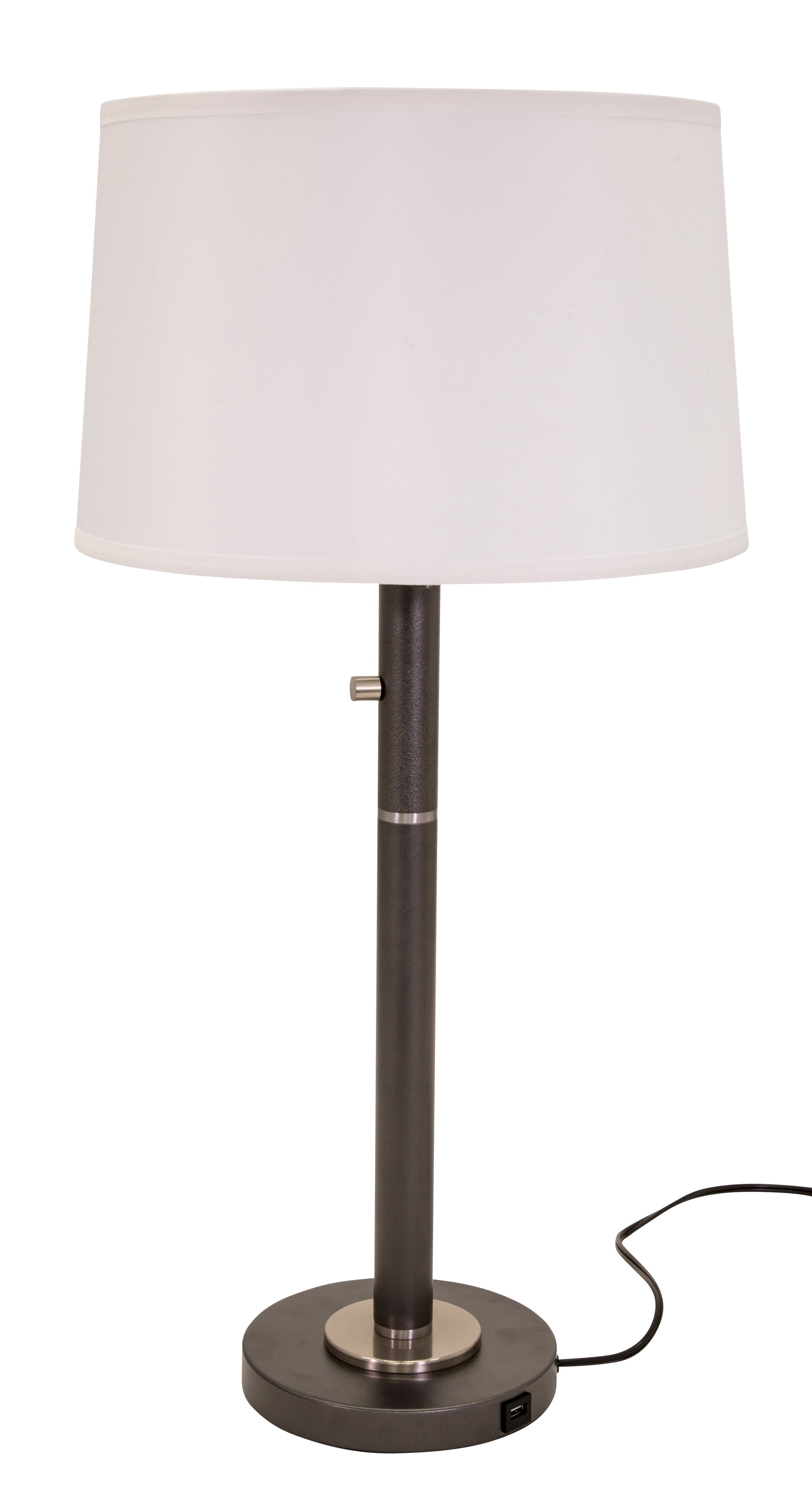 House of Troy Rupert three way table lamp in Granite with satin nickel accents and USB port RU750-GT