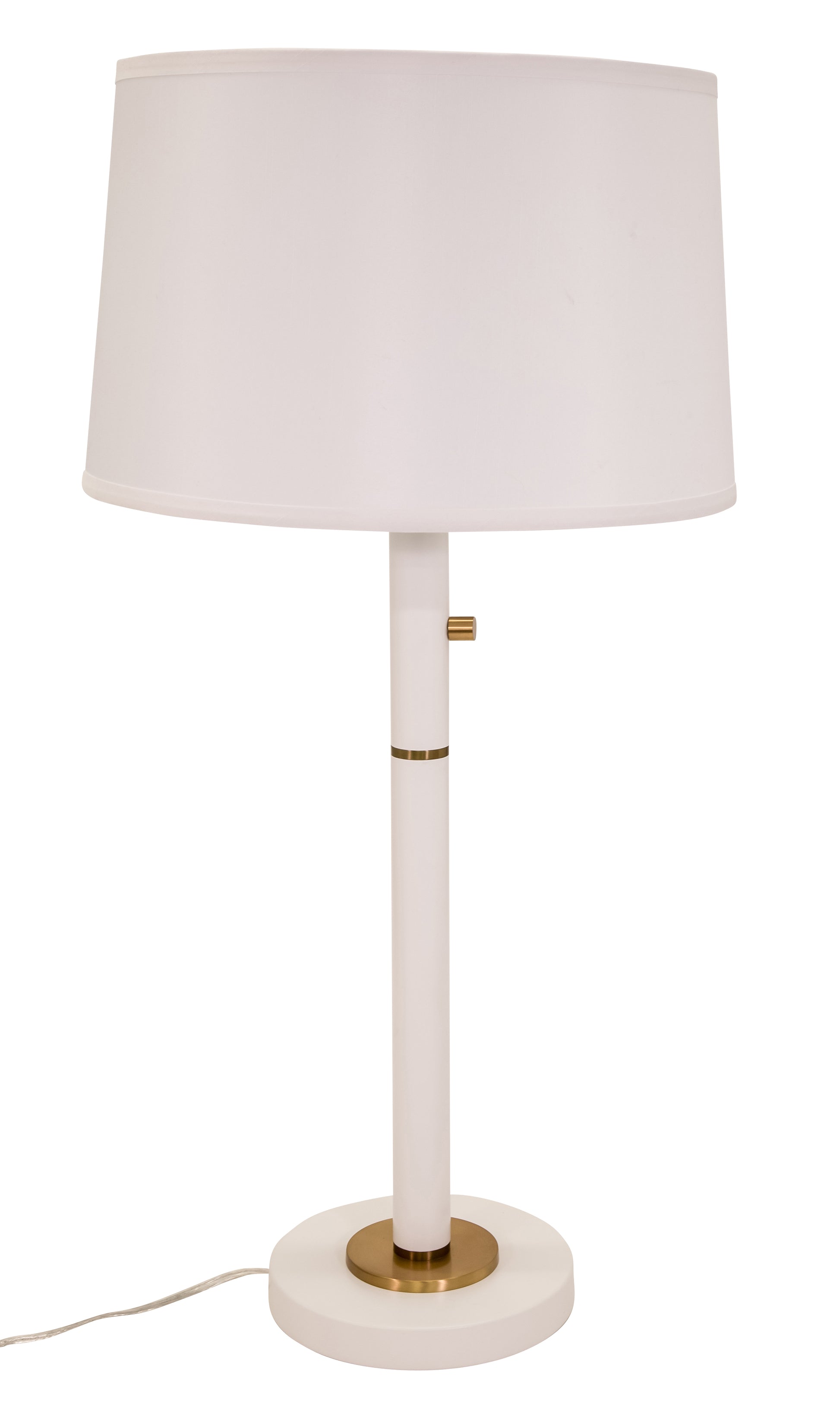 House of Troy Rupert three way table lamp in white with weathered brass accents and USB port RU750-WT