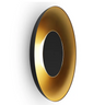Modern Koncept Ramen LED wall sconce with back dish in matte black / black gold finish.
