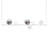Random Stick Long Linear Pendant by Lodes with six blown-glass spheres and integrated LED lighting for modern dining tables