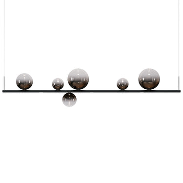 Designer glass sphere linear pendant Random Stick Long by Lodes with 2700K warm LED illumination