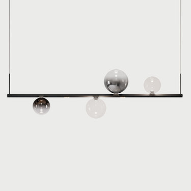 Contemporary linear glass pendant Random Stick Short by Lodes with downward LED bar light