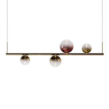 Minimalist Random Stick Short linear LED light fixture with glass spheres for modern homes