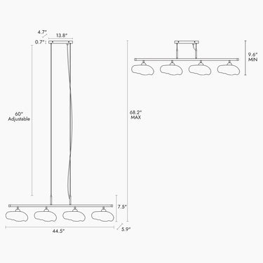 Brass Kitchen Island Light Fixture with 4 G16.5 Bulbs