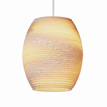 Recycled cardboard Graypants Oliv Scraplight hanging for  residential kitchen island