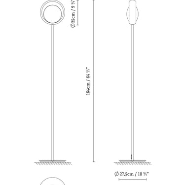 Measurements for the Ring F (line drawing)