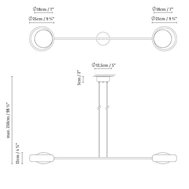 Measurements for the Ring S2 130 (line drawing)