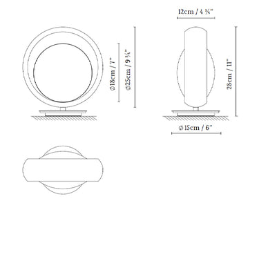 Measurements for the Ring T (line drawing)
