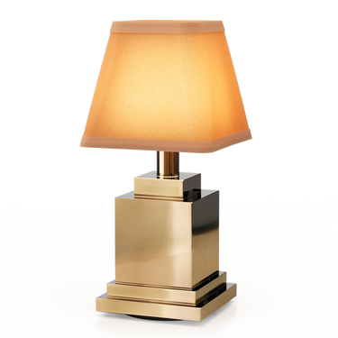 Wireless table lamp, Neoz Ritz, designer brass base, for home and commercial use, dimmable