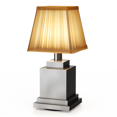 Designer table lamp, Neoz Ritz, cordless, satin nickel finish, for restaurant and hotel use