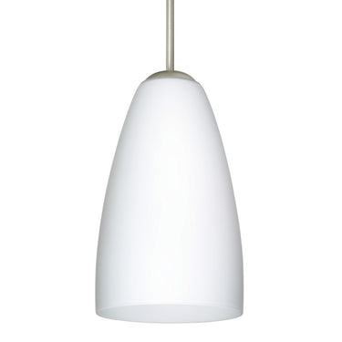 Besa Riva 9 pendant light with an Opal White handcrafted glass shade. A versatile lighting solution for kitchens, dining rooms, bedrooms, and modern interiors