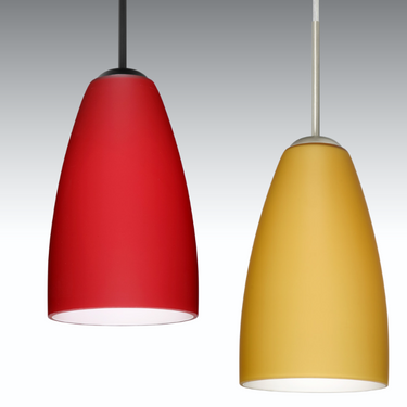 Ruby and Vanilla Riva 9 pendants hung side by side | Besa Lighting