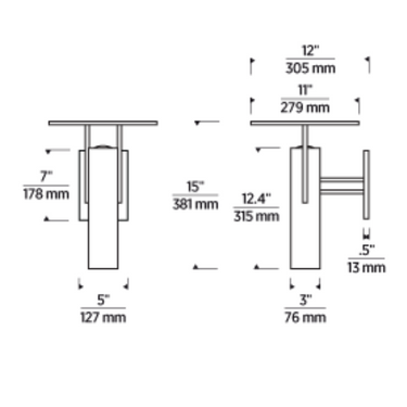 Visual Comfort Ronan LED vertical wall lamp ideal for corridors, dining areas, and patios line drawing