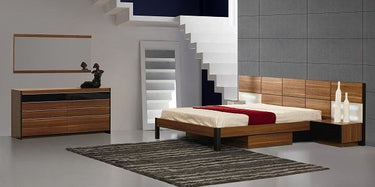 California King Rondo Platform Bed with Nightstands Storage with Light