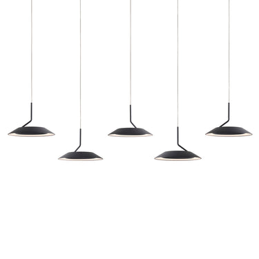 Minimalist linear LED chandelier with 3000K warm white lighting
