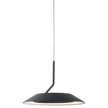 Minimalist aluminum Royyo LED pendant with glass shade and warm 3000K illumination