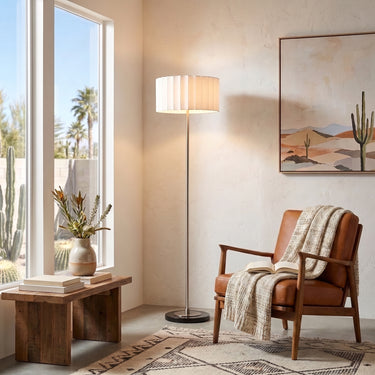 Nova Scallop Slimline Floor Lamp, Satin Nickel Base, photo 3