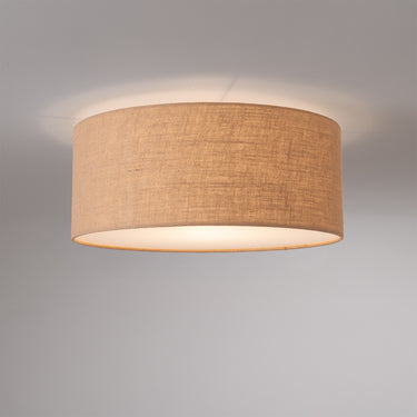 Nova Stretch Flush Mount in Burlap shade, Satin Nickel body, photo 6
