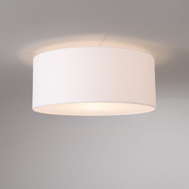 Nova Stretch Flush Mount in White shade, Satin Nickel body, photo 3