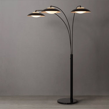 Nova of California Saucer 3 Light Arc Floor Lamp Matte Black