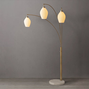 Nova of California Santa Clara Bone Porcelain 3 Light Arc Floor Lamp 85 Weathered Brass Walnut