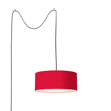 Nova Stretch Swag Lamp in Crimson Red shade, Weathered Brass body, photo 2