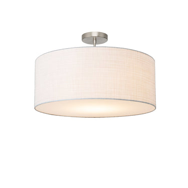 Nova Stretch 22" Semi-Flush Mount in White shade, Satin Nickel body, photo 2