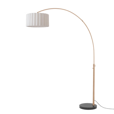 Nova Float Scallop 92" Arc Lamp in Weathered Brass body, Black base, photo 2