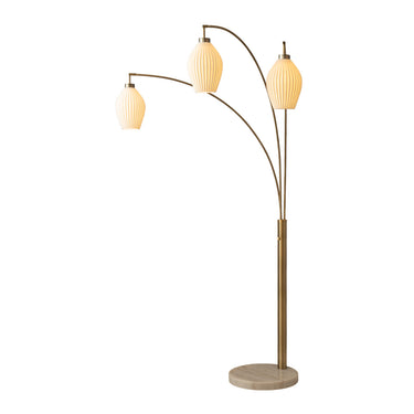 Nova of California Santa Clara Bone Porcelain 3 Light Arc Floor Lamp 85 Weathered Brass Walnut