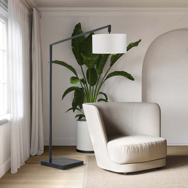 Nova of California Stretch Chairside Arc Floor Lamp 75 Matte Black Step