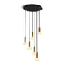 Koncept Combi Pendant 6" Circular 6 Combo Brass Matte Black Canopy Glass Ball Attachment Suspension Flush Mount 2-in-1