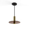 Koncept Combi Pendant 6" Brass Matte Black Canopy 9" Glass Plate Tea Brown Attachment Suspension Flush Mount 2-in-1