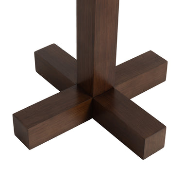 Nova of California Swiss Cross Floor Lamp Dark Walnut Wood Weathered Brass White Linen Shade