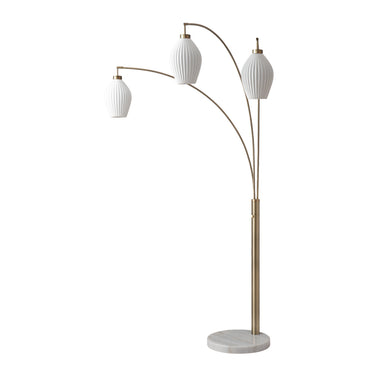 Nova of California Santa Clara Bone Porcelain 3 Light Arc Floor Lamp 85 Weathered Brass Walnut